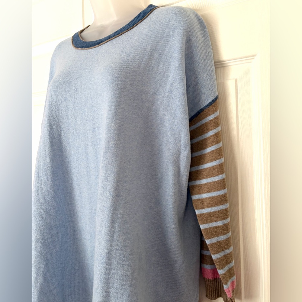 ZAKET & PLOVER Crew Neck Stripe Colorblock Cashmere Blend Sweater Womens Large - Picture 5 of 13